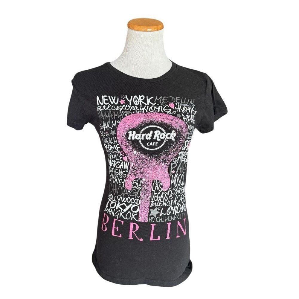 Juniors Womens Y2K Hard Rock Cafe Guitar City Graphic Tee Shirt - Sz L